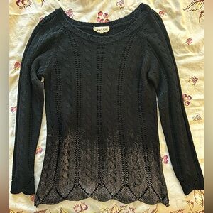 Johnny Was Calme Oversized Black and Gold Women's Sweater